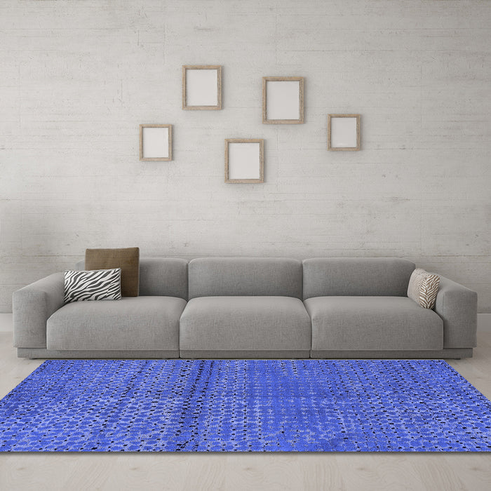 Machine Washable Abstract Blue Modern Rug in a Living Room, wshabs4381blu