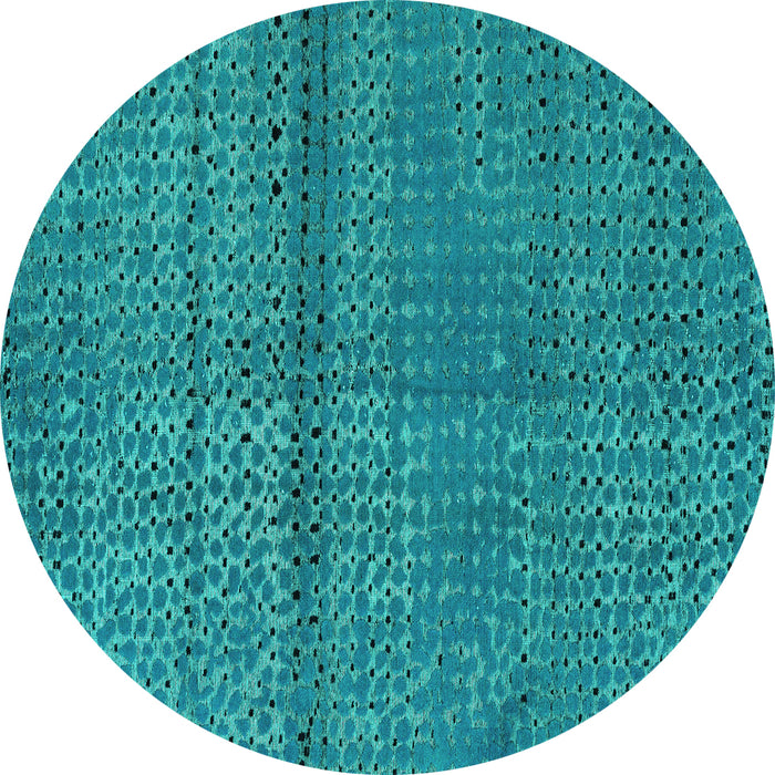 Round Abstract Turquoise Modern Rug, abs4381turq