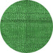 Round Abstract Emerald Green Modern Rug, abs4381emgrn