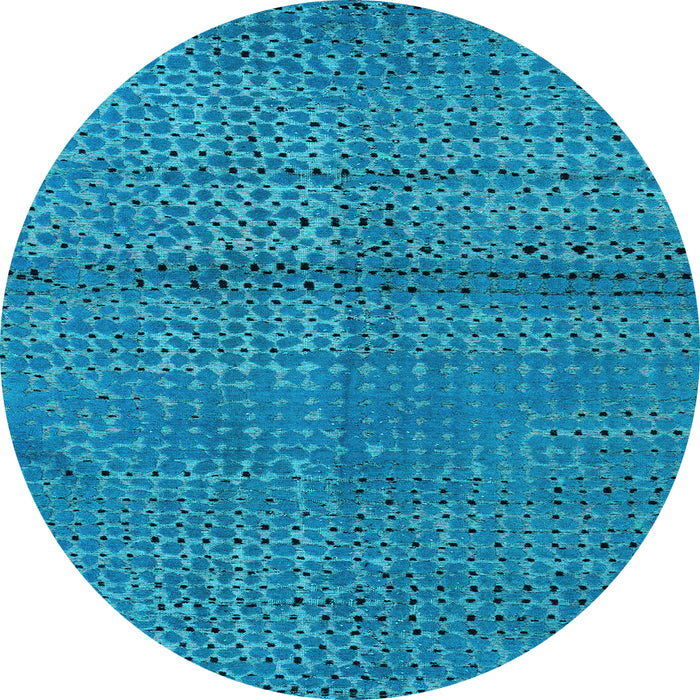 Round Machine Washable Abstract Light Blue Modern Rug, wshabs4381lblu