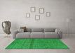 Machine Washable Abstract Green Modern Area Rugs in a Living Room,, wshabs4381grn