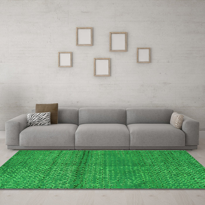Machine Washable Abstract Green Modern Area Rugs in a Living Room,, wshabs4381grn