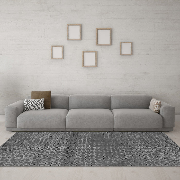 Machine Washable Abstract Gray Modern Rug in a Living Room,, wshabs4381gry