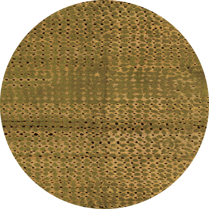 Round Machine Washable Abstract Orange Modern Area Rugs, wshabs4381org
