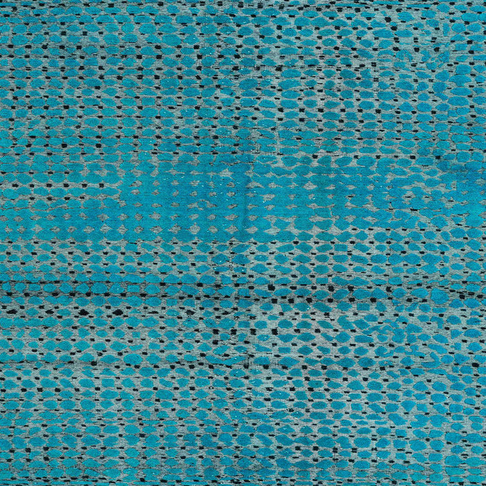 Square Machine Washable Abstract Bright Turquoise Blue Rug, wshabs4381
