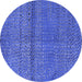 Round Abstract Blue Modern Rug, abs4381blu