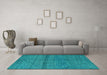 Machine Washable Abstract Turquoise Modern Area Rugs in a Living Room,, wshabs4381turq