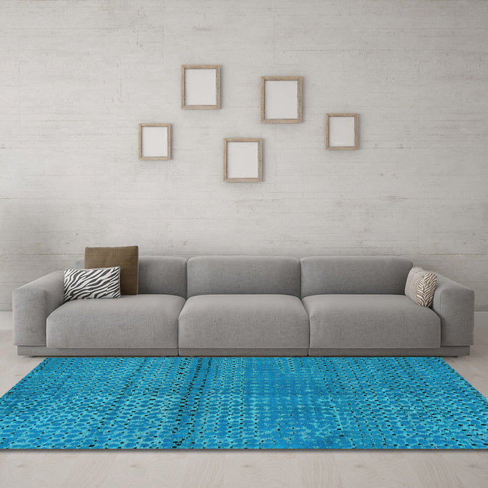 Machine Washable Abstract Light Blue Modern Rug in a Living Room, wshabs4381lblu