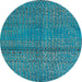 Round Abstract Bright Turquoise Blue Modern Rug, abs4381