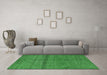 Machine Washable Abstract Emerald Green Modern Area Rugs in a Living Room,, wshabs4381emgrn