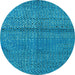 Round Abstract Light Blue Modern Rug, abs4381lblu