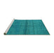 Sideview of Machine Washable Abstract Turquoise Modern Area Rugs, wshabs4381turq