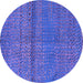 Round Machine Washable Abstract Purple Modern Area Rugs, wshabs4381pur