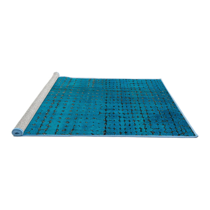 Sideview of Machine Washable Abstract Blue Rug, wshabs4382