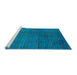 Sideview of Machine Washable Abstract Blue Rug, wshabs4382