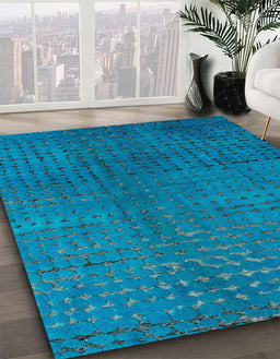Machine Washable Abstract Blue Rug in a Family Room, wshabs4382