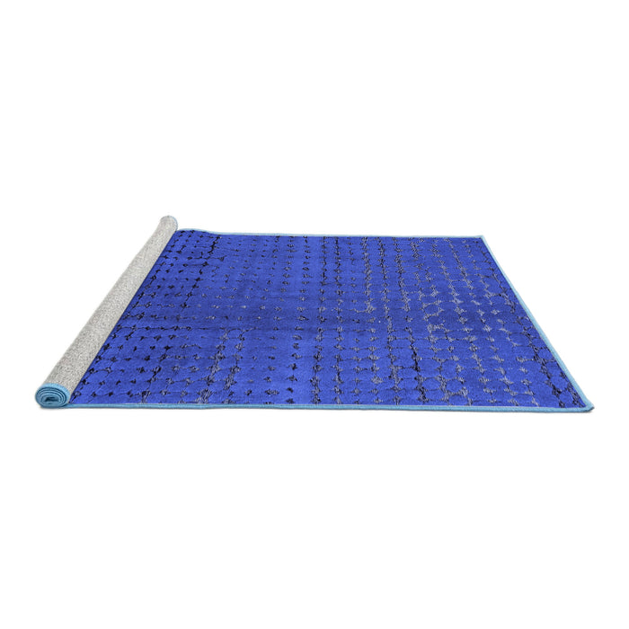 Sideview of Machine Washable Abstract Blue Modern Rug, wshabs4382blu