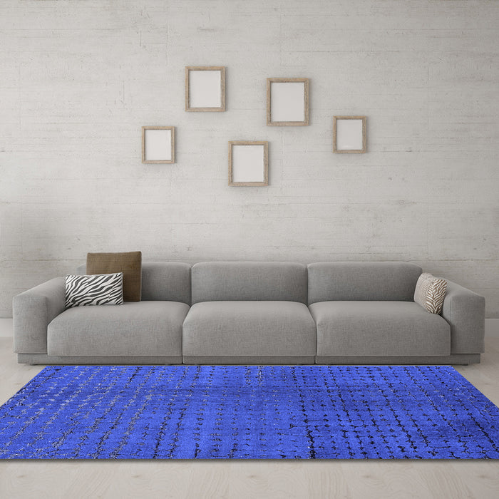 Machine Washable Abstract Blue Modern Rug in a Living Room, wshabs4382blu