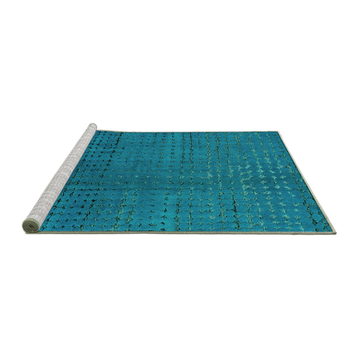 Sideview of Machine Washable Abstract Turquoise Modern Area Rugs, wshabs4382turq