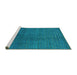 Sideview of Machine Washable Abstract Turquoise Modern Area Rugs, wshabs4382turq