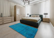 Abstract Blue Modern Rug in a Bedroom, abs4382