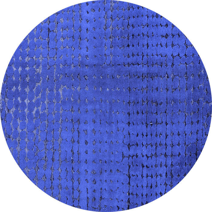 Round Abstract Blue Modern Rug, abs4382blu
