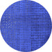 Round Machine Washable Abstract Blue Modern Rug, wshabs4382blu