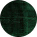 Round Machine Washable Abstract Green Modern Area Rugs, wshabs4383grn