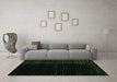 Machine Washable Abstract Emerald Green Modern Area Rugs in a Living Room,, wshabs4383emgrn