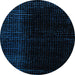 Round Machine Washable Abstract Black Rug, wshabs4383