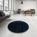 Round Abstract Black Modern Rug in a Office, abs4383