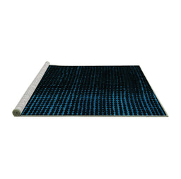 Sideview of Machine Washable Abstract Turquoise Modern Area Rugs, wshabs4383turq