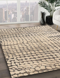 Abstract Dark Almond Brown Solid Rug in Family Room, abs4384