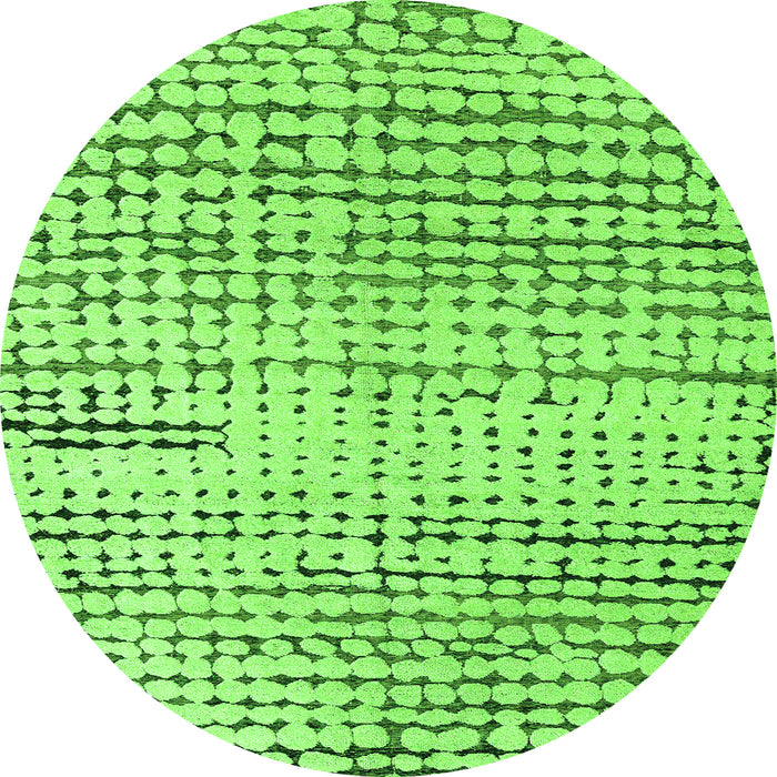 Round Machine Washable Solid Green Modern Area Rugs, wshabs4384grn