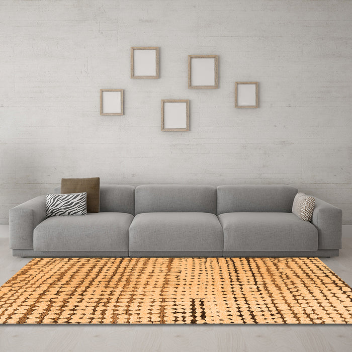 Machine Washable Solid Orange Modern Area Rugs in a Living Room, wshabs4384org