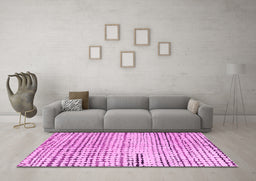 Machine Washable Solid Pink Modern Rug in a Living Room, wshabs4384pnk