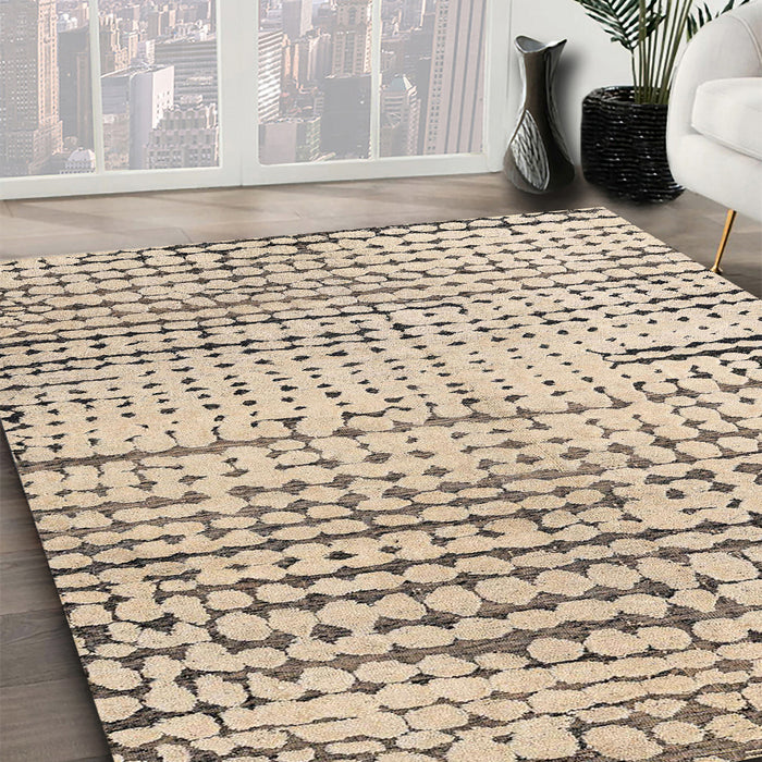 Abstract Dark Almond Brown Solid Rug in Family Room, abs4384
