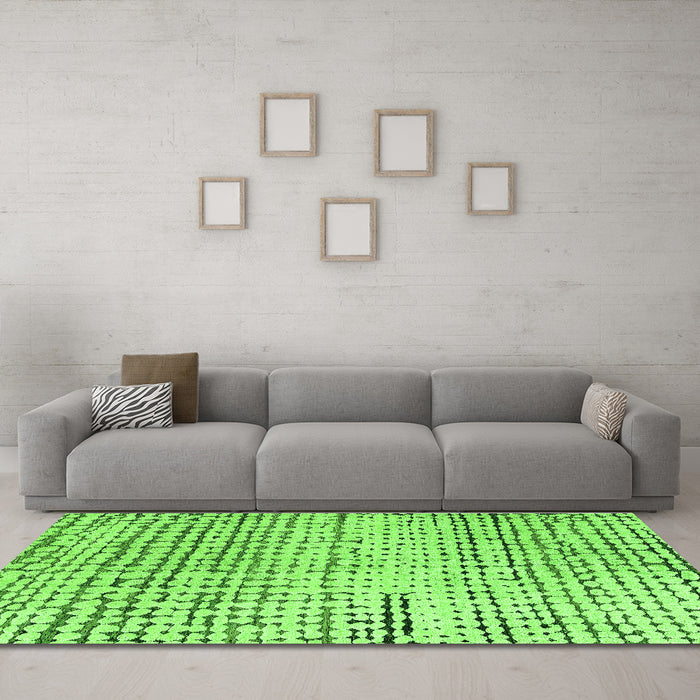 Machine Washable Solid Green Modern Area Rugs in a Living Room,, wshabs4384grn