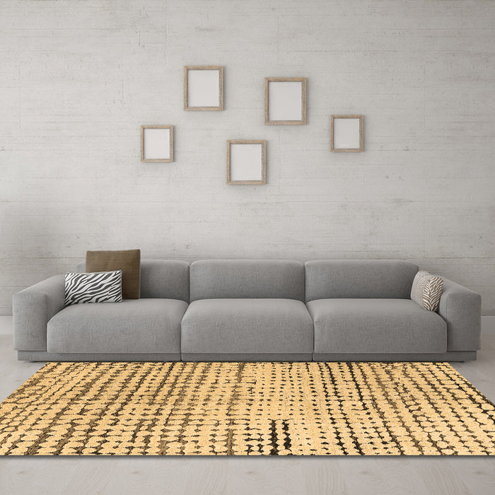 Machine Washable Solid Brown Modern Rug in a Living Room,, wshabs4384brn