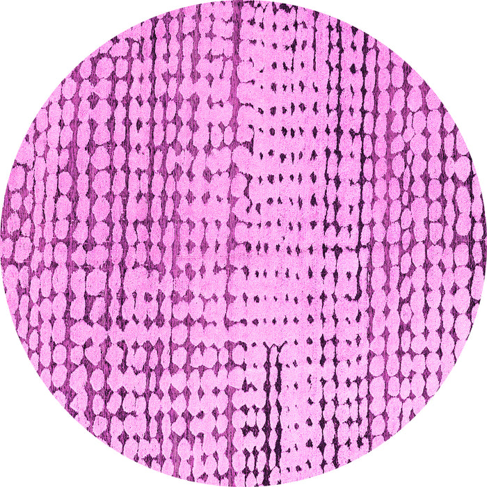 Round Machine Washable Solid Pink Modern Rug, wshabs4384pnk