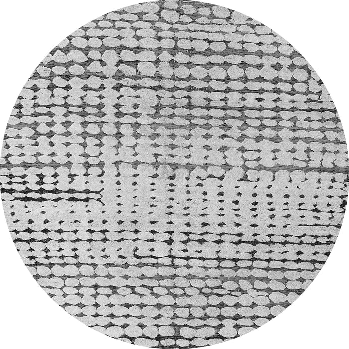 Round Machine Washable Solid Gray Modern Rug, wshabs4384gry