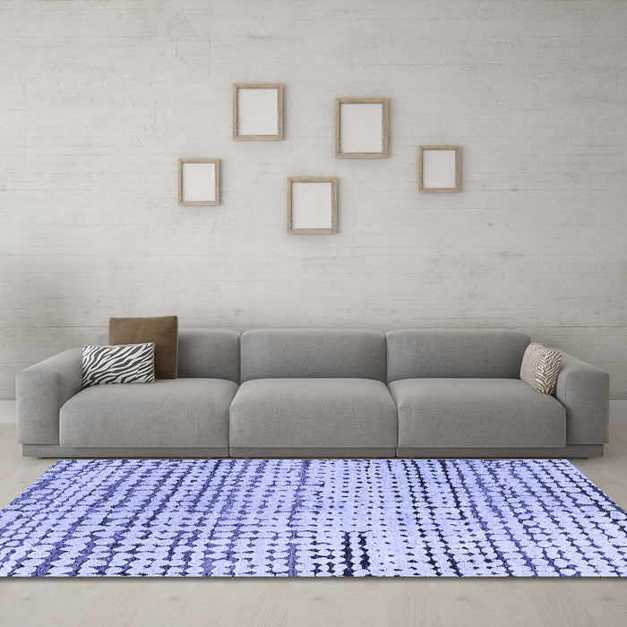Machine Washable Solid Blue Modern Rug in a Living Room, wshabs4384blu