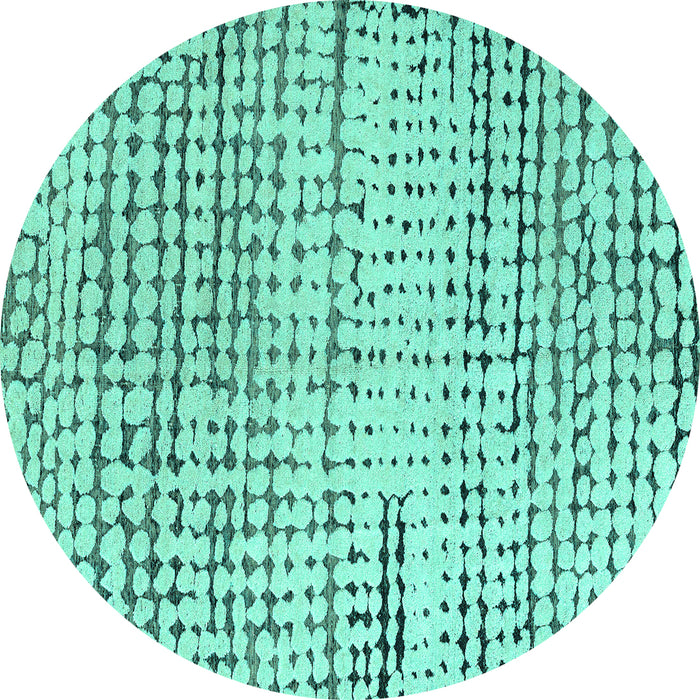 Round Machine Washable Solid Turquoise Modern Area Rugs, wshabs4384turq