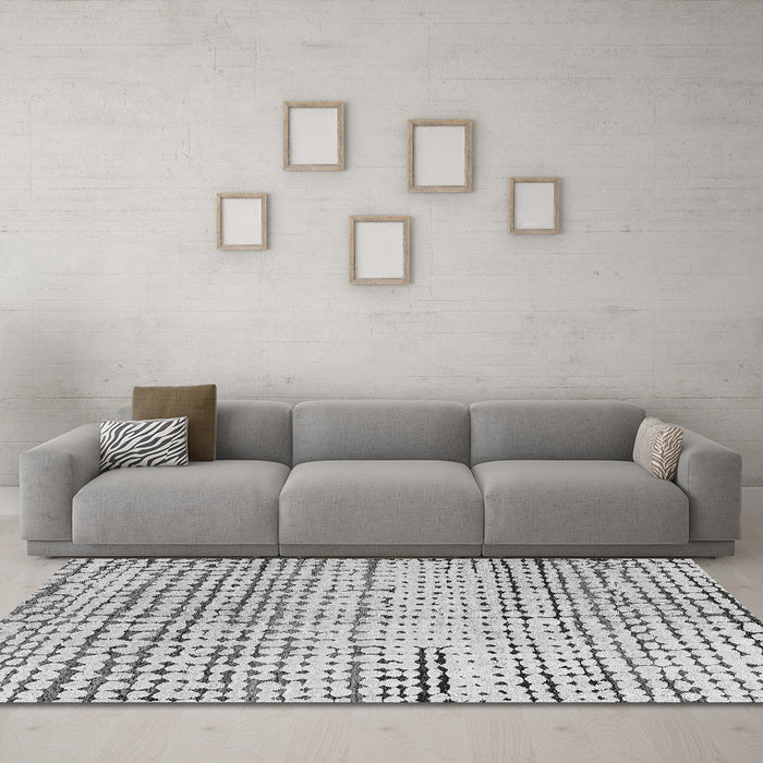 Machine Washable Solid Gray Modern Rug in a Living Room,, wshabs4384gry
