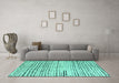 Machine Washable Solid Turquoise Modern Area Rugs in a Living Room,, wshabs4384turq