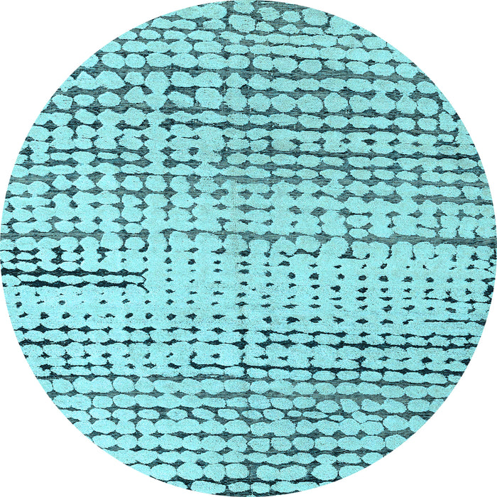 Round Machine Washable Solid Light Blue Modern Rug, wshabs4384lblu