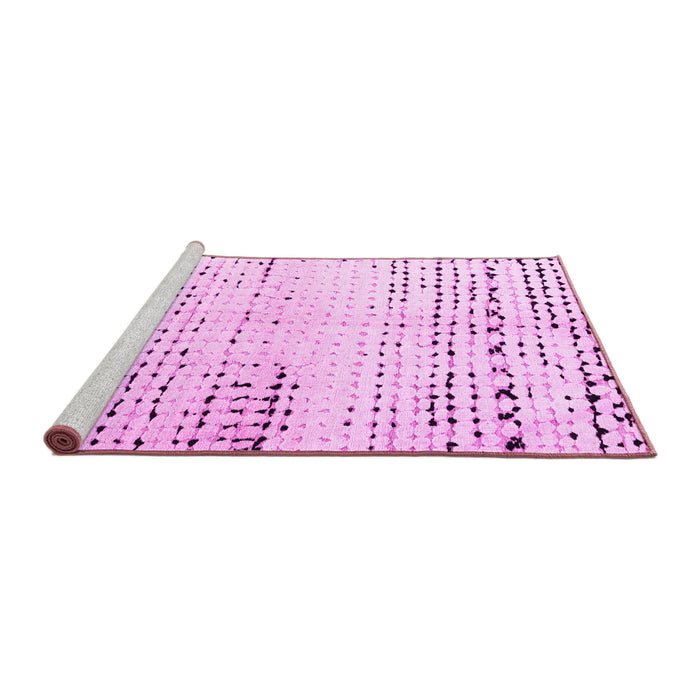 Sideview of Machine Washable Solid Pink Modern Rug, wshabs4385pnk