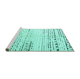 Sideview of Machine Washable Solid Turquoise Modern Area Rugs, wshabs4385turq