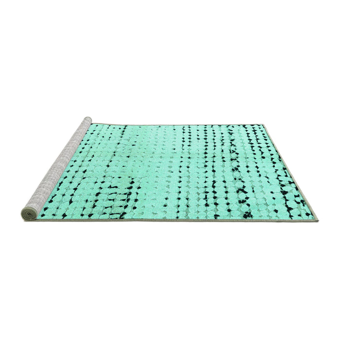 Sideview of Machine Washable Solid Turquoise Modern Area Rugs, wshabs4385turq