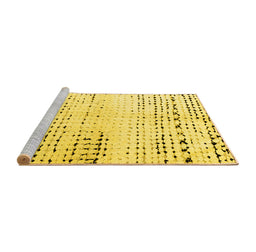 Sideview of Machine Washable Solid Yellow Modern Rug, wshabs4385yw